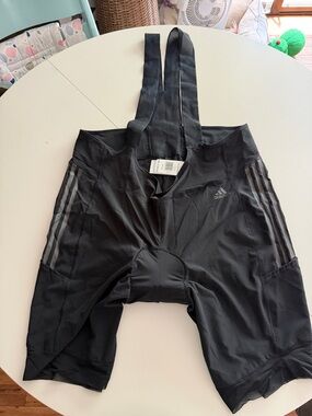 adidas Black Bib Cycling Shorts with Reflective Side Stripes